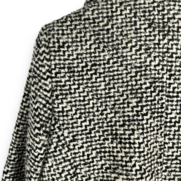 Calvin Klein Single Breasted Herringbone Wool Blend Walker Coat, Black/White, 14 - Picture 12 of 14